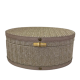 Caixa Decorativa Oval Palha e Couro P